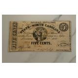 1866 5 Cent State of North Carolina Treasury Note