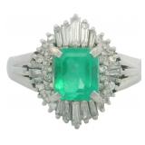 Platinum 1.67 ct Natural Emerald & VS Diamond Ring