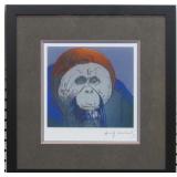 Orangutan Blue Plate Signed Framed Andy Warhol