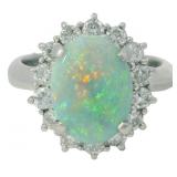 Platinum 2.09 ct Natural Opal & VS Diamond Ring