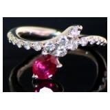 Platinum Natural Ruby & VS Diamond Ring