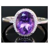 Oval 4.50 ct Natural Amethyst & Diamond Ring