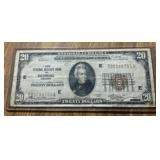 1929 $20 RIchmond Federal Reserve Bank  Note