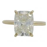 14kt Gold 3.10 ct Cushion VS Lab Diamond Ring