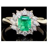 Platinum 1.34 ct Natural Emerald & VS Diamond Ring