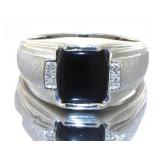 Men's Natural Onyx & Diamond Ring