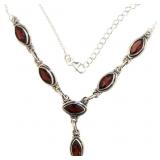 Natural Vintage Style Marquise Garnet Necklace