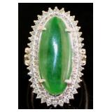 Platinum 10.26 ct Natural Jade & VS Diamond Ring