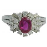 Platinum 1.26 ct Natural Ruby & VS Diamond Ring