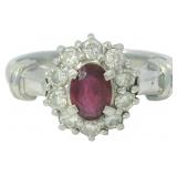 Platinum 3/4 ct Natural Ruby & Diamond Ring