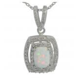 Radiant Cut Opal & Zircon Halo Necklace