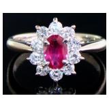 Platinum Natural 1.16 ct Ruby & VS Diamond Ring