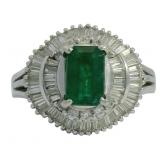 Platinum 1.89 ct Natural Emerald & VS Diamond Ring