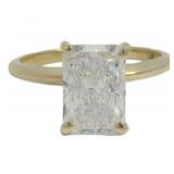14k Gold 2.59 ct Radiant Cut VS Lab Diamond Ring