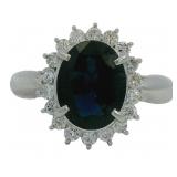 Platinum 3.26ct Natural Sapphire & VS Diamond Ring