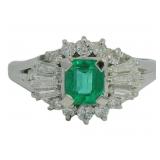 Platinum 1.00 ct Natural Emerald & Diamond Ring