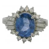 Platinum 2.57 ct Natural Sapphire & Diamond Ring