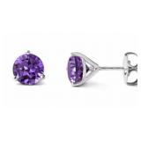 Round 3.50 ct Natural Amethyst Stud Earrings