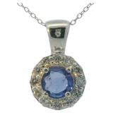 Round 1.50 ct Sapphire & Diamond Pendant