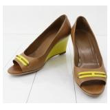 Hermes Open Toe Wedge Sole Leather Shoes Size 37