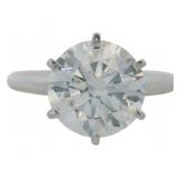 14kt Gold 3.46 ct Round Lab Diamond Solitaire Ring