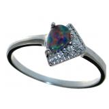 Natural Black Opal & DIamond Ring