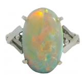 Platinum Oval 4.20 ct Natural Opal Ring