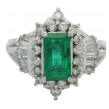 Platinum 1.29 ct Natural Emerald & VS Diamond Ring