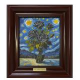 Black Roses I  Hand Painted Framed by Van Gogh LTD