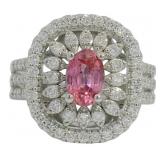 Oval Cut 2.06 ct Pink Sapphire & Diamond Ring