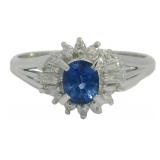 Platinum 0.91 ct Natural Sapphire & Diamond Ring