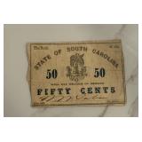 1862 50 Cent State of South Carolina Note