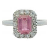 Emerald Cut 1.50 ct Pink Sapphire & Diamond Ring