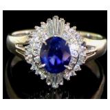 Platinum 1.26ct Natural Sapphire & VS Diamond Ring