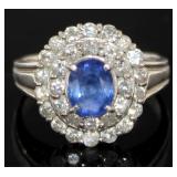 Platinum 2.05 ct Natural Sapphire & Diamond Ring