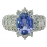 Platinum 2.74 ct Natural Tanzanite & Diamond Ring