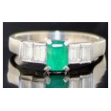 Platinum 1.21 ct Natural Emerald & VS Diamond Ring
