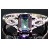 Emerald Cut 2.00 ct Mystic Topaz & Diamond Ring