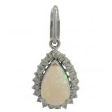 Platinum 1.32 ct Natural Opal & Diamond Pendant