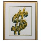 Dollar Sign Framed Giclee by Andy Warhol