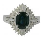 Platinum 2.36 ct Natural Sapphire & Diamond Ring