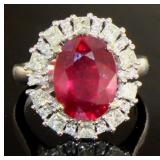 14kt Gold 6.75 ct Ruby & Diamond Ring