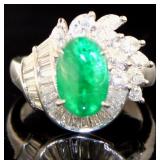 Platinum 3.34 ct Natural Emerald & VS Diamond Rin
