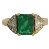 18kt Gold 1.56 ct Natural Emerald & Diamond Ring
