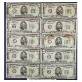 1934 Green Seal $5 Federal Reserve Note Lot