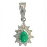 Platinum 1/2 ct Natural Emerald & Diamond Pendant