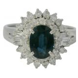 Platinum 1.66 ct Natural Sapphire & Diamond Ring