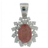 Oval 3.51 ct Natural Ruby & Lab Diamond Pendant