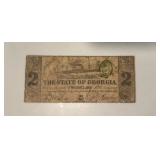 1864 $2 State of Georgia Bank Note
