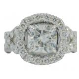 14kt Gold 3.62 ct Cushion Cut VS Lab Diamond Ring